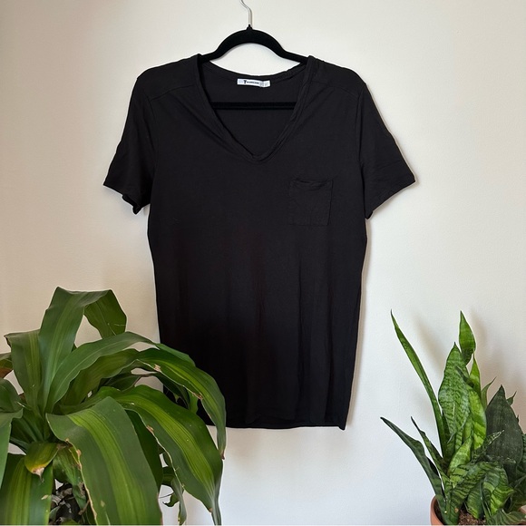 T by Alexander Wang Black Basic Pocket Tee - Picture 1 of 2